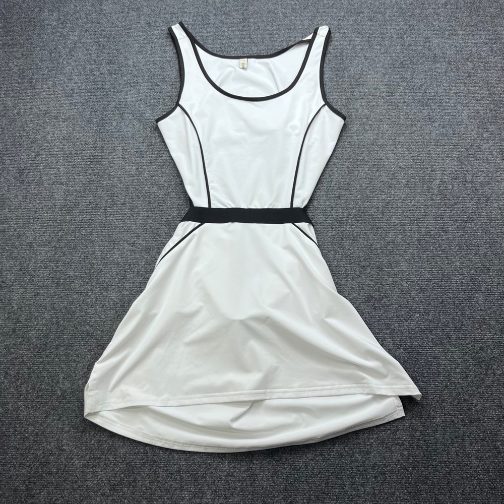 Xintianji Tenniscore Athleisure Sporty White Contrast Trim Cutout Mini Dress